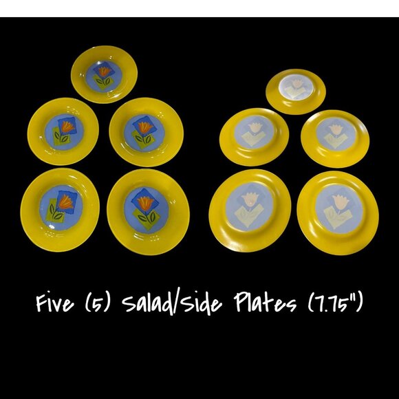 Set Of 14 Arcoroc France Matys Yellow Tulip Glass Dinner Salad Plates Soup Bowls - Picture 3 of 4